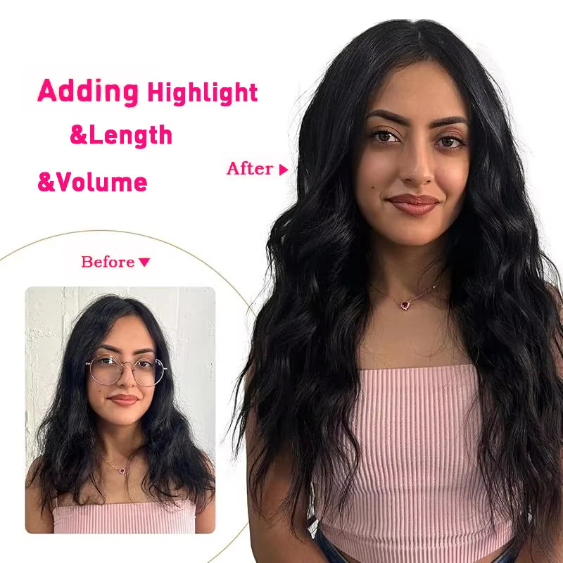 Body Wave Clip in Hair Extensions Real Human Hair Clip ins 100% Brazilian Hair Seamless Clip in Hair For Women 120 Gram