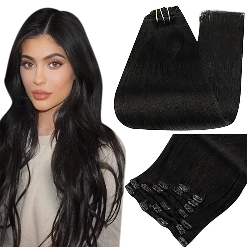 Full Shine Clip in Hair Extensions Human Hair Clip Balayage 7pcs 120g Double Weft Hair Extensions Human Hair For Woman