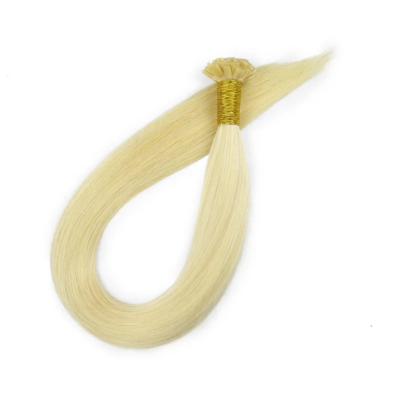Straight Human Hair Extension By Fusion Flat Tip Keratin Capsules 0.8g/ 1g/Strand 50pcs Natural Hair Extension Ombre Blond Color