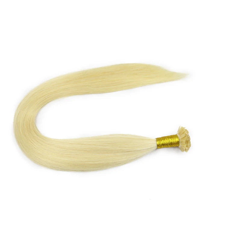 Straight Human Hair Extension By Fusion Flat Tip Keratin Capsules 0.8g/ 1g/Strand 50pcs Natural Hair Extension Ombre Blond Color