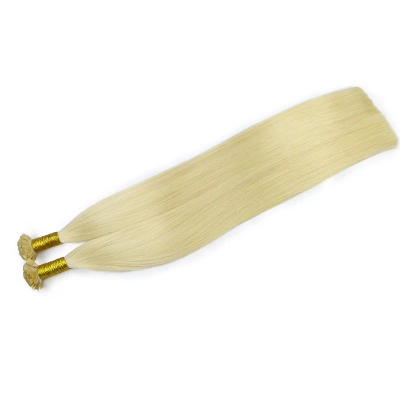 Straight Human Hair Extension By Fusion Flat Tip Keratin Capsules 0.8g/ 1g/Strand 50pcs Natural Hair Extension Ombre Blond Color