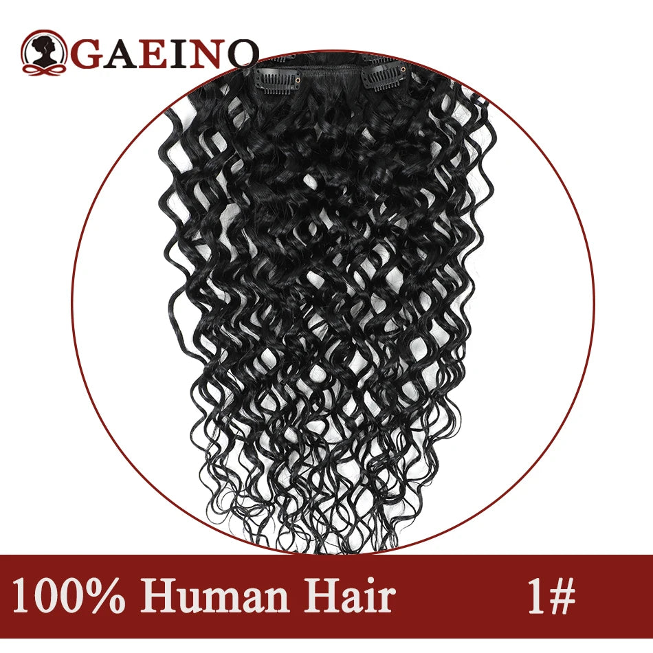Water Wave Clip In Hair Extensions Real Human Hair 7Pcs/Set Chestnut And Bronzed Blonde Highlights Curly Clip On Hair Extensions