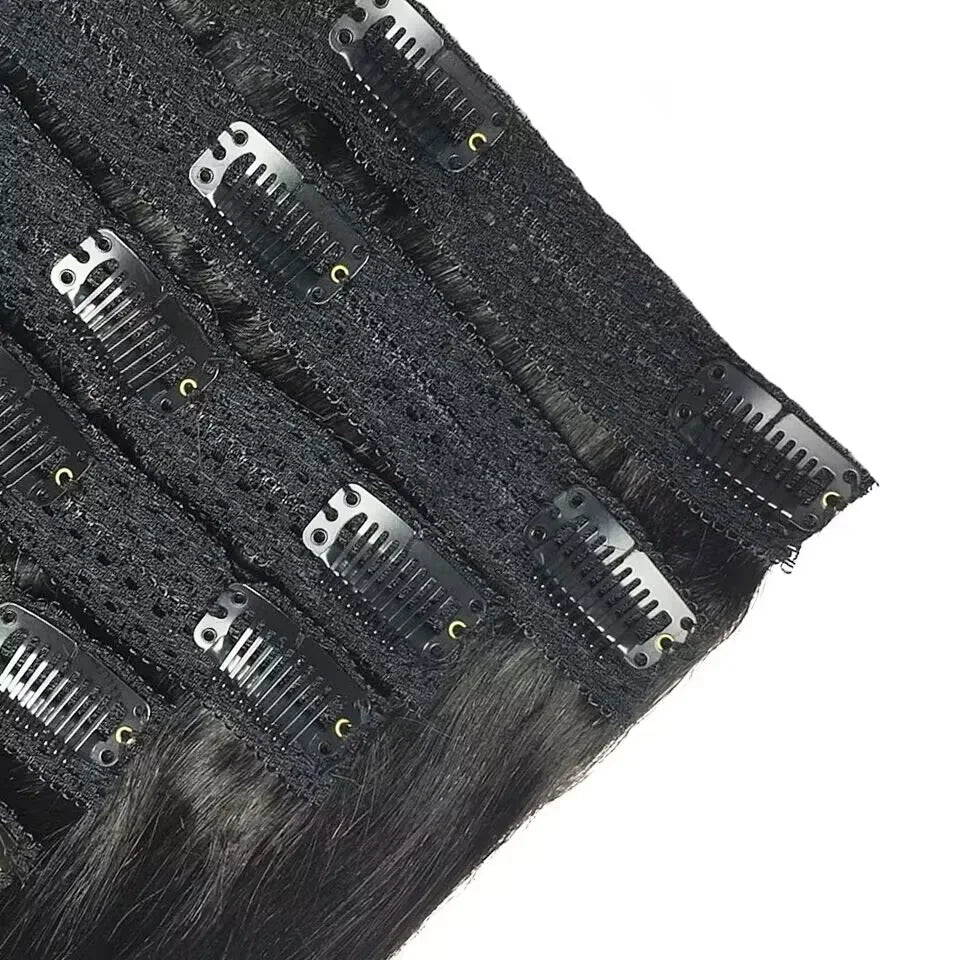 Clip In Hair Extensions Human Hair Brazilian Straight Clip In Natural Black Color Clip Ins Remy Hair 20 22 24 26 Inch 4# Women