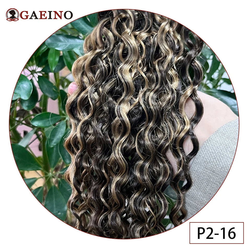 Water Wave Clip In Hair Extensions Real Human Hair 7Pcs/Set Chestnut And Bronzed Blonde Highlights Curly Clip On Hair Extensions