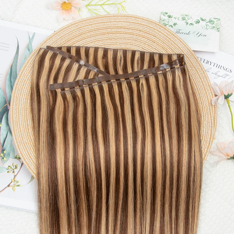 Long Tape Weft Human Hair Extensions 12"-22" Invisible Inject PU Skin Flat Weft Hair Bundles 100g Sewing In Micro Links Hair