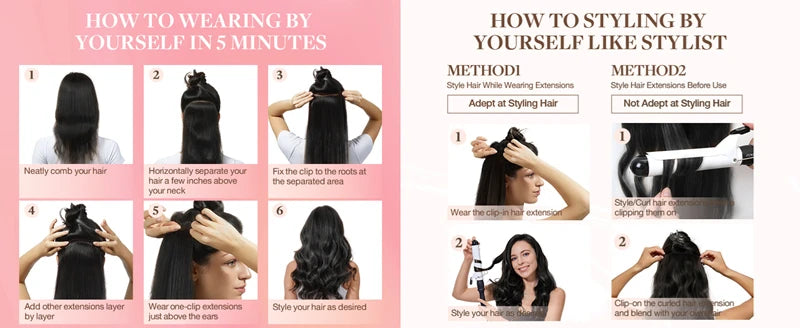 Body Wave Clip in Hair Extensions Real Human Hair Clip ins 100% Brazilian Hair Seamless Clip in Hair For Women 120 Gram