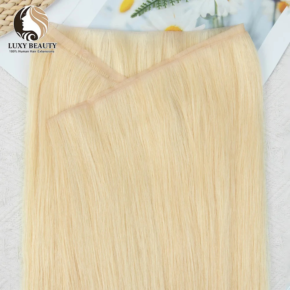 Long Tape Weft Human Hair Extensions 12"-22" Invisible Inject PU Skin Flat Weft Hair Bundles 100g Sewing In Micro Links Hair