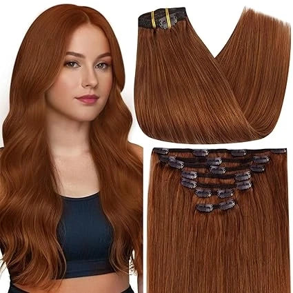 Full Shine Clip in Hair Extensions Human Hair Clip Balayage 7pcs 120g Double Weft Hair Extensions Human Hair For Woman