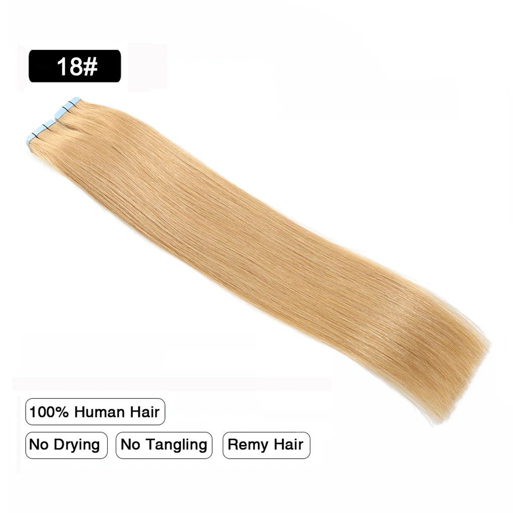 Auburn Tape In Hair Extensions Human Hair Copper Skin Weft Adhesive Tape In Extensions Real Natural Hair Seamless Tape Ins 10Pcs