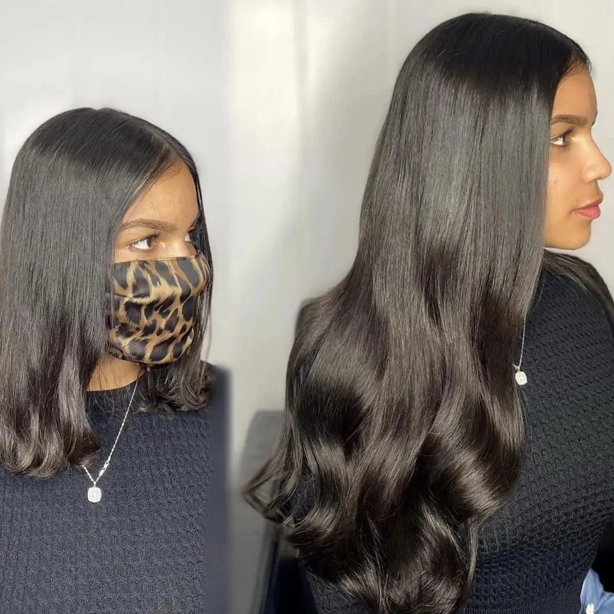 Clip In Hair Extensions Human Hair Brazilian Straight Clip In Natural Black Color Clip Ins Remy Hair 20 22 24 26 Inch 4# Women