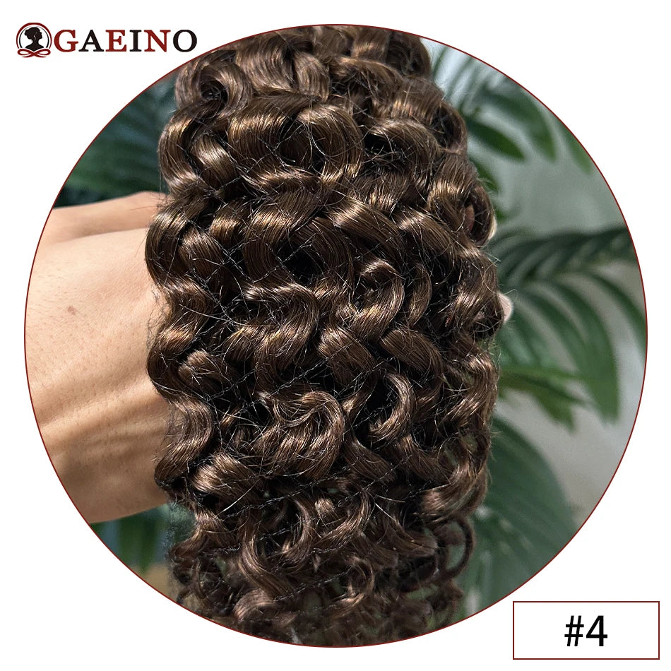 Water Wave Clip In Hair Extensions Real Human Hair 7Pcs/Set Chestnut And Bronzed Blonde Highlights Curly Clip On Hair Extensions