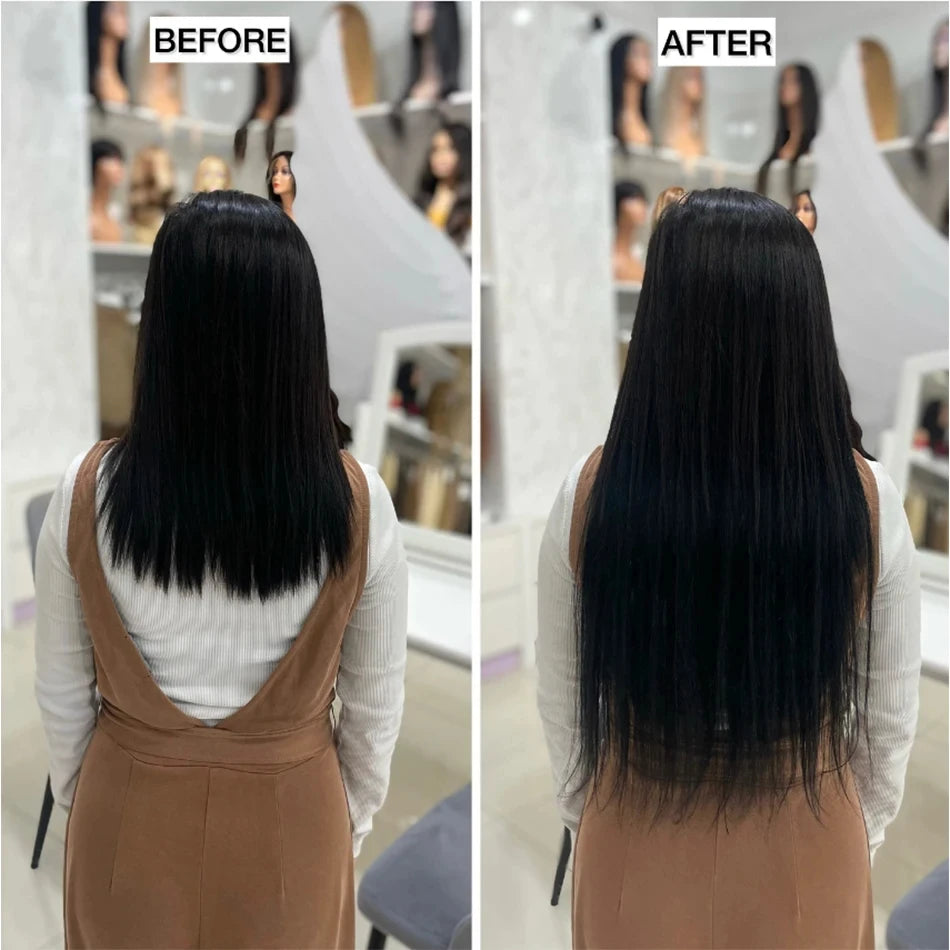 Clip In Hair Extensions Human Hair Brazilian Straight Clip In Natural Black Color Clip Ins Remy Hair 20 22 24 26 Inch 4# Women