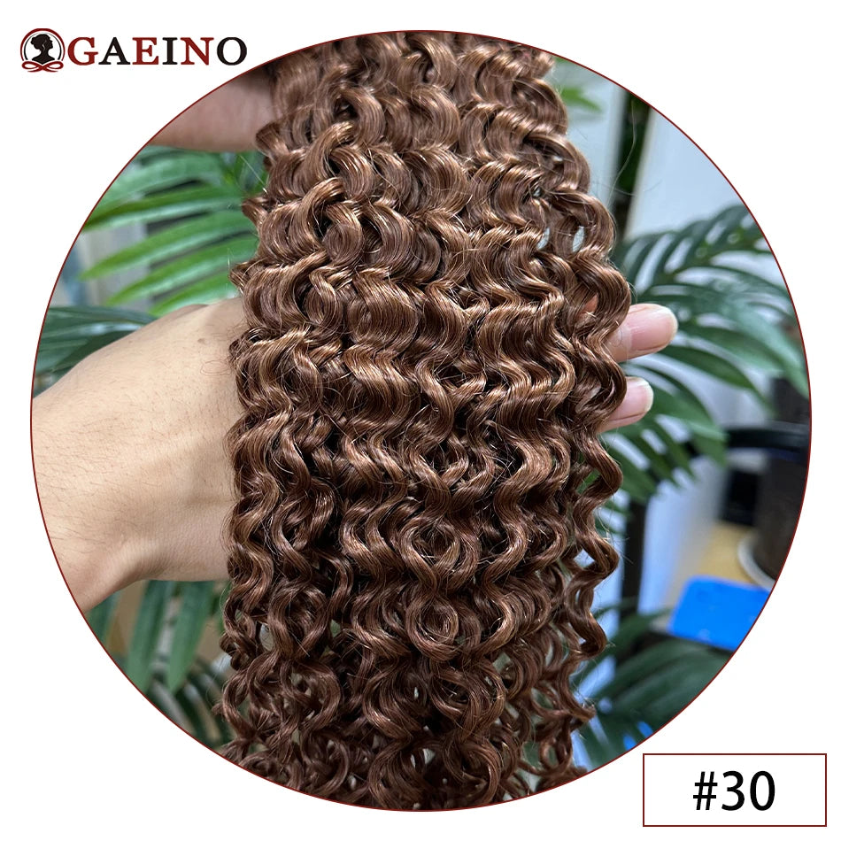 Water Wave Clip In Hair Extensions Real Human Hair 7Pcs/Set Chestnut And Bronzed Blonde Highlights Curly Clip On Hair Extensions