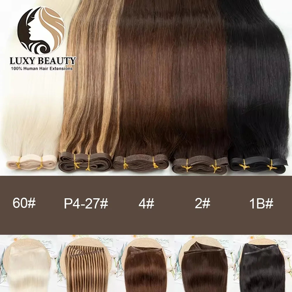 Long Tape Weft Human Hair Extensions 12"-22" Invisible Inject PU Skin Flat Weft Hair Bundles 100g Sewing In Micro Links Hair