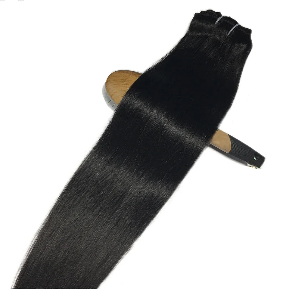 Clip In Hair Extensions Human Hair Brazilian Straight Clip In Natural Black Color Clip Ins Remy Hair 20 22 24 26 Inch 4# Women