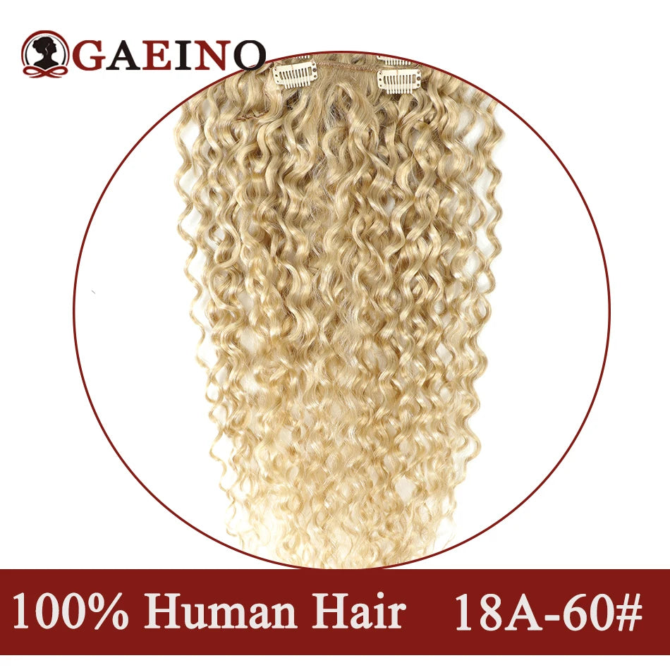 Water Wave Clip In Hair Extensions Real Human Hair 7Pcs/Set Chestnut And Bronzed Blonde Highlights Curly Clip On Hair Extensions