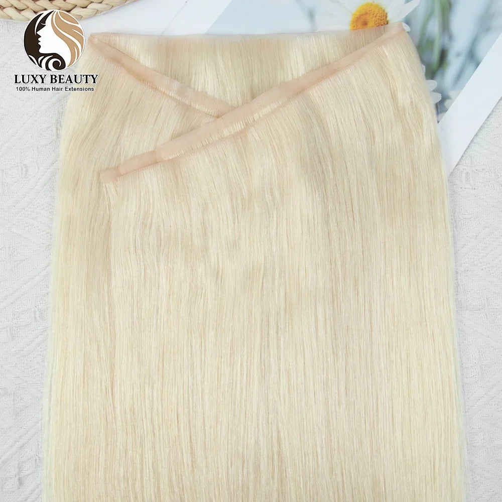 Long Tape Weft Human Hair Extensions 12"-22" Invisible Inject PU Skin Flat Weft Hair Bundles 100g Sewing In Micro Links Hair