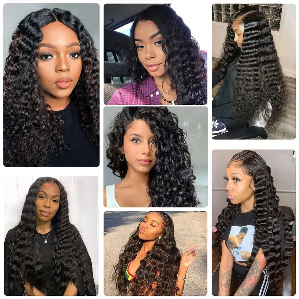 Deep Wave Tape in Hair Extensions Human Hair Natural Black Brazilian Curly Tape in Extensions Human Hair For Women 20Pcs/Set 50G
