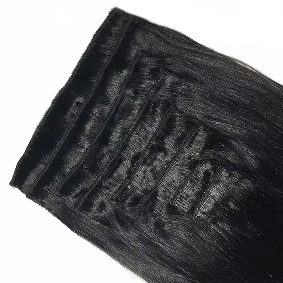 Clip In Hair Extensions Human Hair Brazilian Straight Clip In Natural Black Color Clip Ins Remy Hair 20 22 24 26 Inch 4# Women