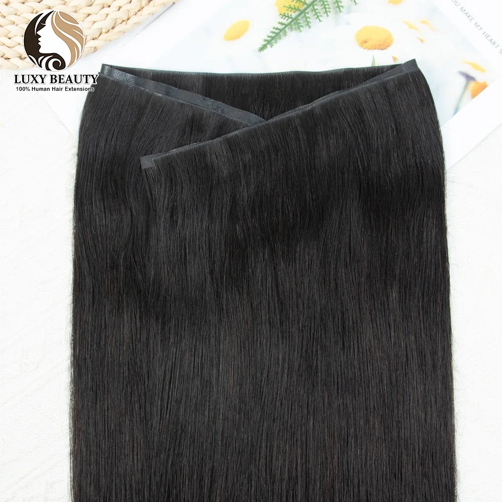 Long Tape Weft Human Hair Extensions 12"-22" Invisible Inject PU Skin Flat Weft Hair Bundles 100g Sewing In Micro Links Hair