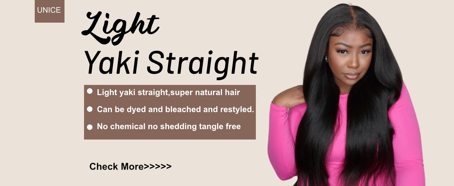 UNice Hair Yaki Straight Human Hair Bundles 100g Per Bundle 100% Human Hair Sew In Weaves 8-26 Inch Natutral Color 1/3/4 Bundles