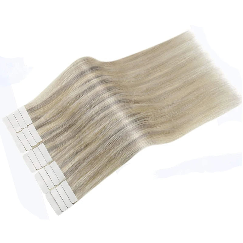 [Last 12 Months] Ugeat Tape in Hair Extensions Virgin Hair 100% Real Human Hair 10A Grade Hair Extensions Tape Ins Pure Color