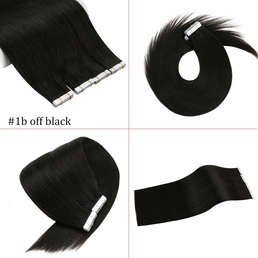 [Last 12 Months] Ugeat Tape in Hair Extensions Virgin Hair 100% Real Human Hair 10A Grade Hair Extensions Tape Ins Pure Color