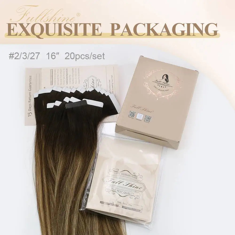 Full Shine Omber Tape in Hair Extensions Human Hair Blonde Color 100% Remy Human Hair Seamless Skin Weft Glue On Natural Hair