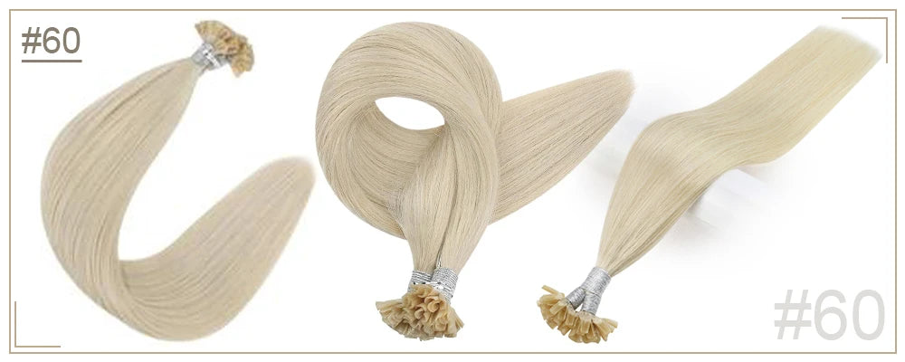 Full Shine U Tip Hair Extensions Fusion Hair Balayage Color 40-50g Keratin Glue Beads Prebonded Remy Human Hair Extensions