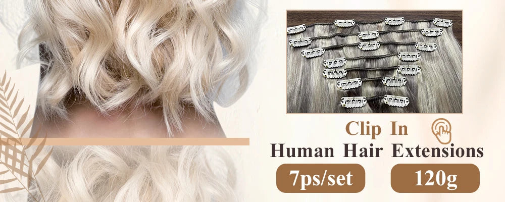 Full Shine Human Hair Extensions Clip in Hair Extensions Human Hair 7PCS 105G Double Weft Hair Extensions Human Hair For Woman