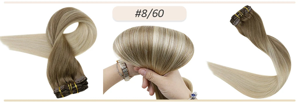 Full Shine Human Hair Extensions Clip in Hair Extensions Human Hair 7PCS 105G Double Weft Hair Extensions Human Hair For Woman