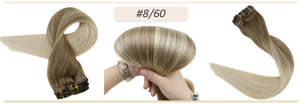 Full Shine Human Hair Extensions Clip in Hair Extensions Human Hair 7PCS 105G Double Weft Hair Extensions Human Hair For Woman