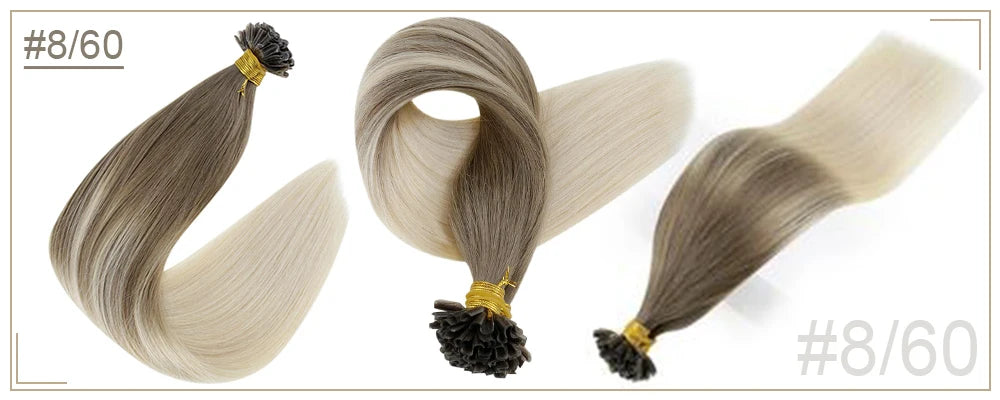 Full Shine U Tip Hair Extensions Fusion Hair Balayage Color 40-50g Keratin Glue Beads Prebonded Remy Human Hair Extensions