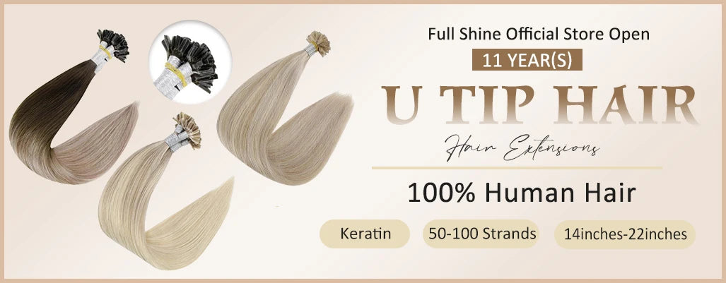 Full Shine U Tip Hair Extensions Fusion Hair Balayage Color 40-50g Keratin Glue Beads Prebonded Remy Human Hair Extensions