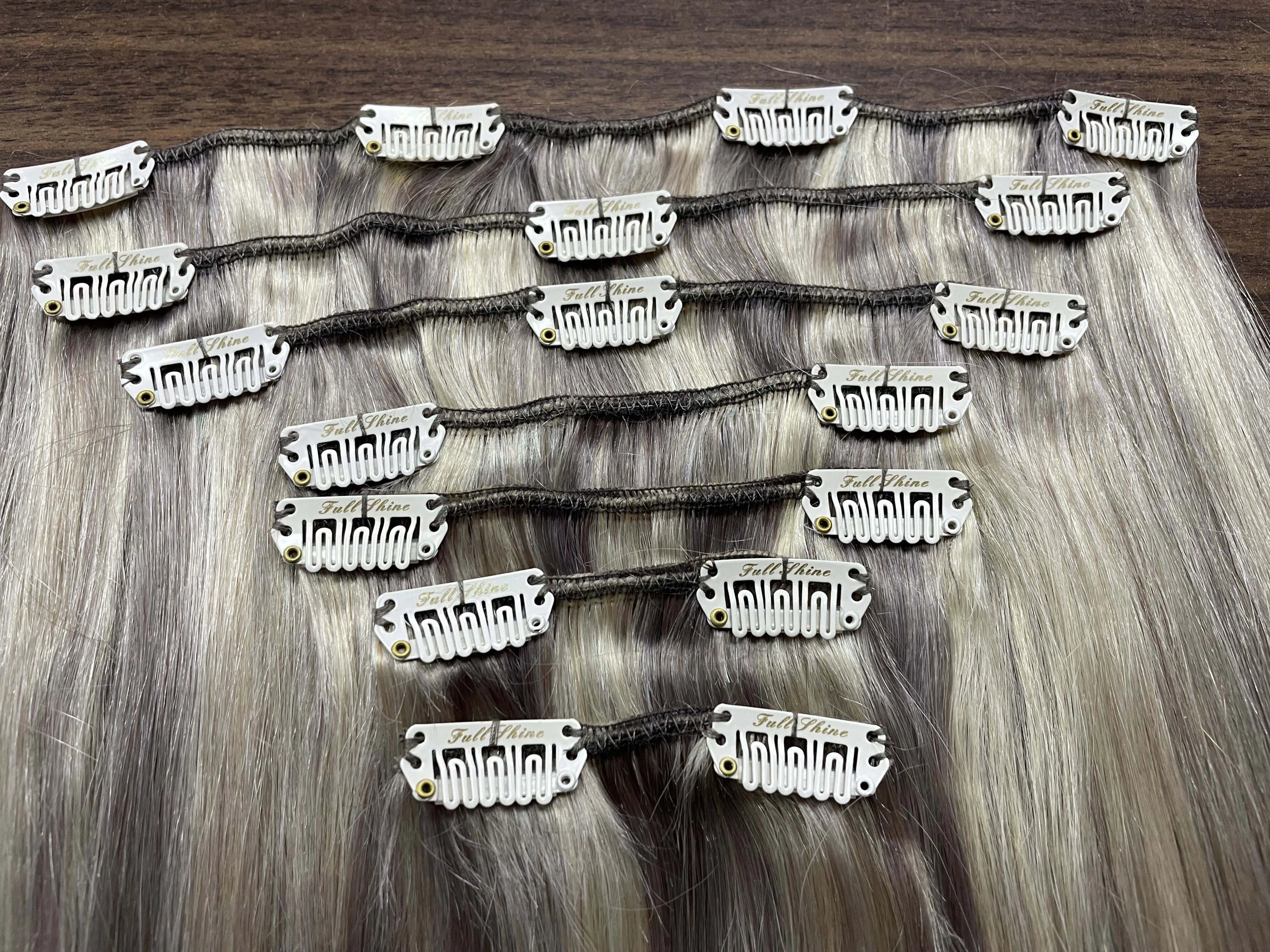 Full Shine Human Hair Extensions Clip in Hair Extensions Human Hair 7PCS 105G Double Weft Hair Extensions Human Hair For Woman