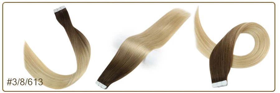 Full Shine Omber Tape in Hair Extensions Human Hair Blonde Color 100% Remy Human Hair Seamless Skin Weft Glue On Natural Hair