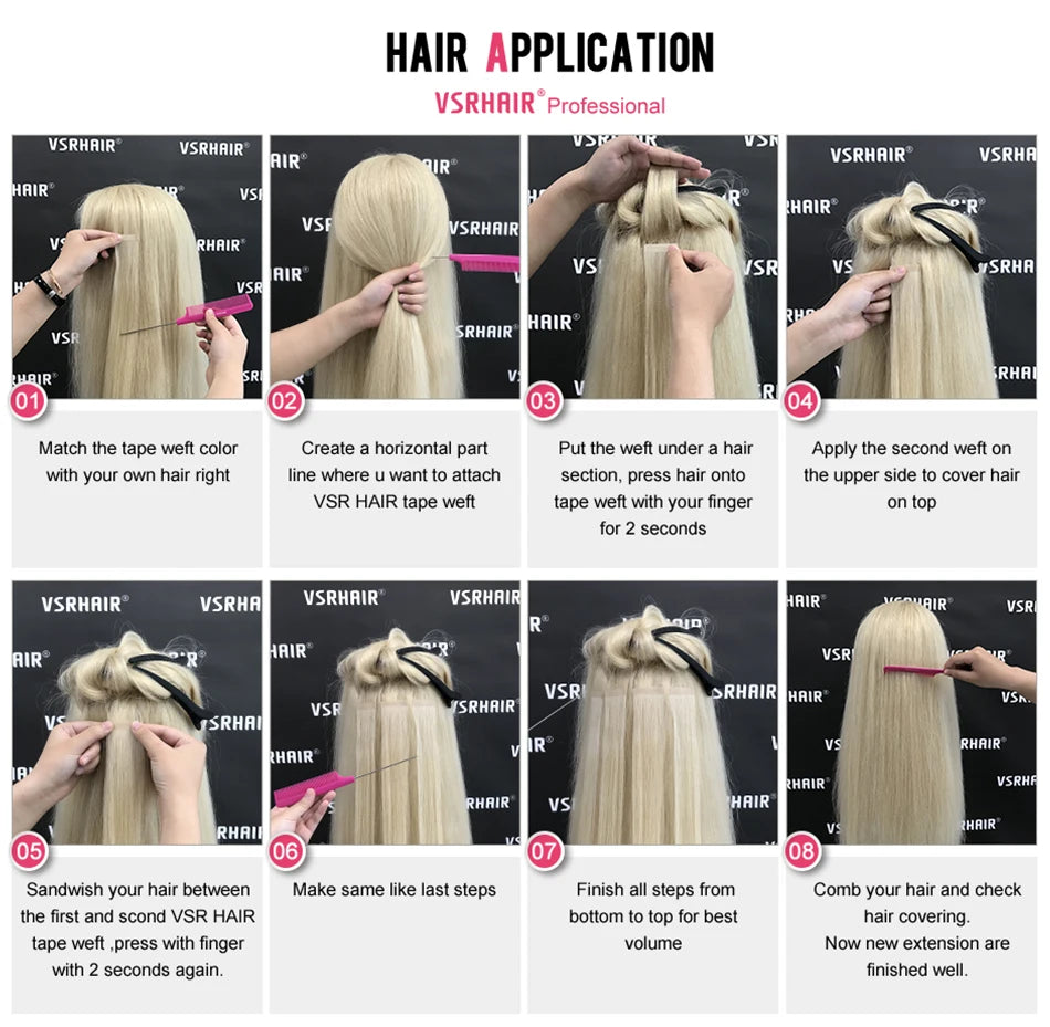 VSR POP PU Super Tape In Human Hair Extension Blonde Piano Color US Strong Adhesive Tape Hair Extensions For Salon