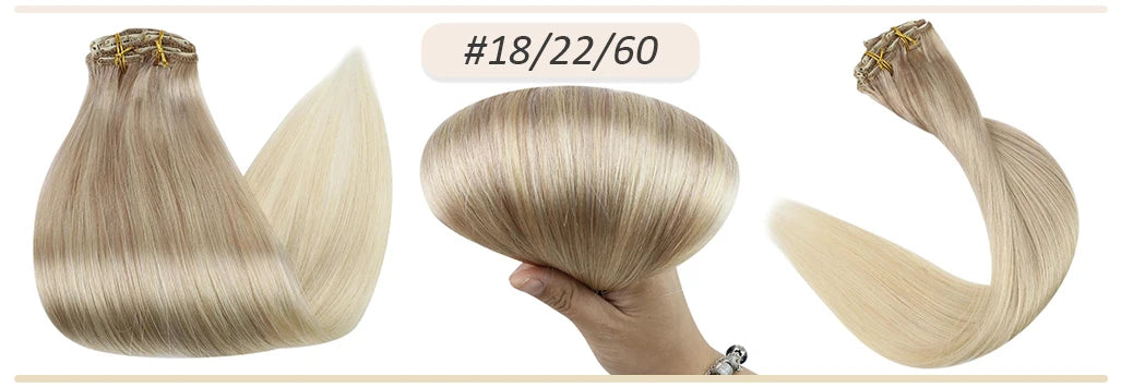 Full Shine Human Hair Extensions Clip in Hair Extensions Human Hair 7PCS 105G Double Weft Hair Extensions Human Hair For Woman