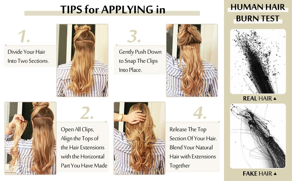 Full Shine Human Hair Extensions Clip in Hair Extensions Human Hair 7PCS 105G Double Weft Hair Extensions Human Hair For Woman