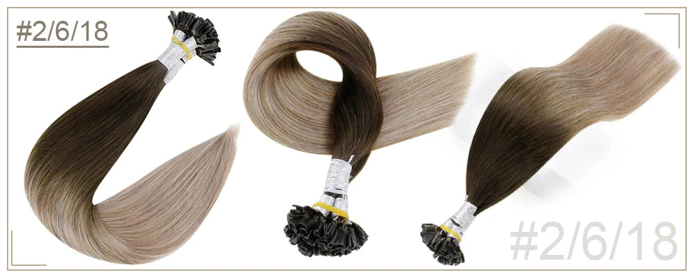 Full Shine U Tip Hair Extensions Fusion Hair Balayage Color 40-50g Keratin Glue Beads Prebonded Remy Human Hair Extensions
