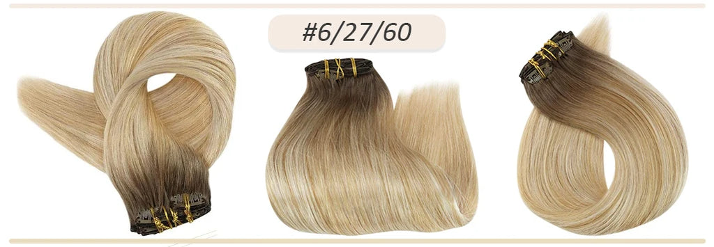 Full Shine Human Hair Extensions Clip in Hair Extensions Human Hair 7PCS 105G Double Weft Hair Extensions Human Hair For Woman