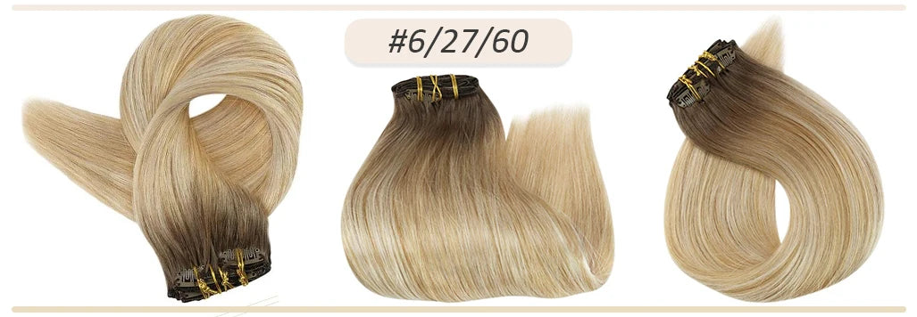 Full Shine Human Hair Extensions Clip in Hair Extensions Human Hair 7PCS 105G Double Weft Hair Extensions Human Hair For Woman