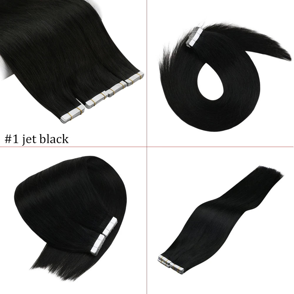 [Last 12 Months] Ugeat Tape in Hair Extensions Virgin Hair 100% Real Human Hair 10A Grade Hair Extensions Tape Ins Pure Color