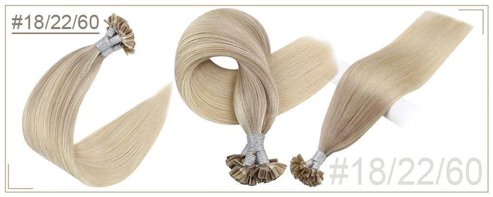 Full Shine U Tip Hair Extensions Fusion Hair Balayage Color 40-50g Keratin Glue Beads Prebonded Remy Human Hair Extensions