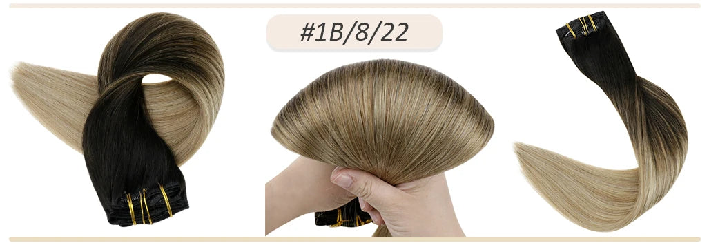 Full Shine Human Hair Extensions Clip in Hair Extensions Human Hair 7PCS 105G Double Weft Hair Extensions Human Hair For Woman