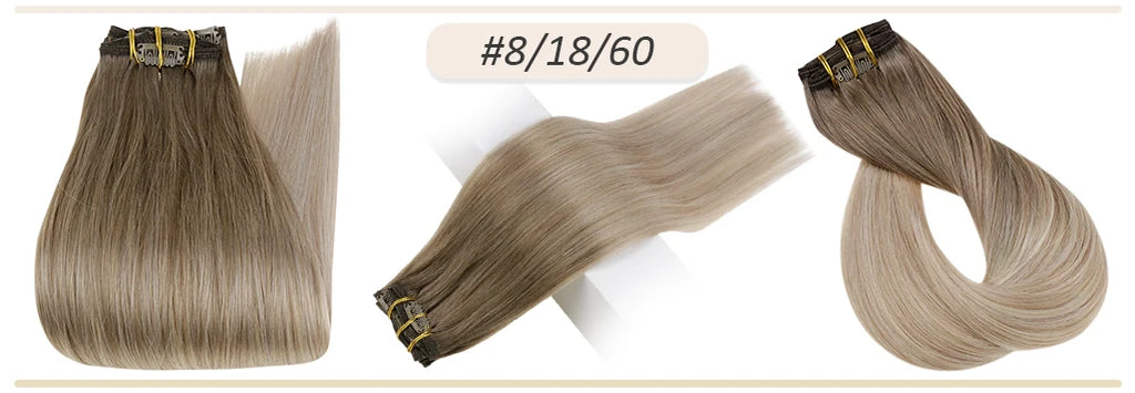 Full Shine Human Hair Extensions Clip in Hair Extensions Human Hair 7PCS 105G Double Weft Hair Extensions Human Hair For Woman