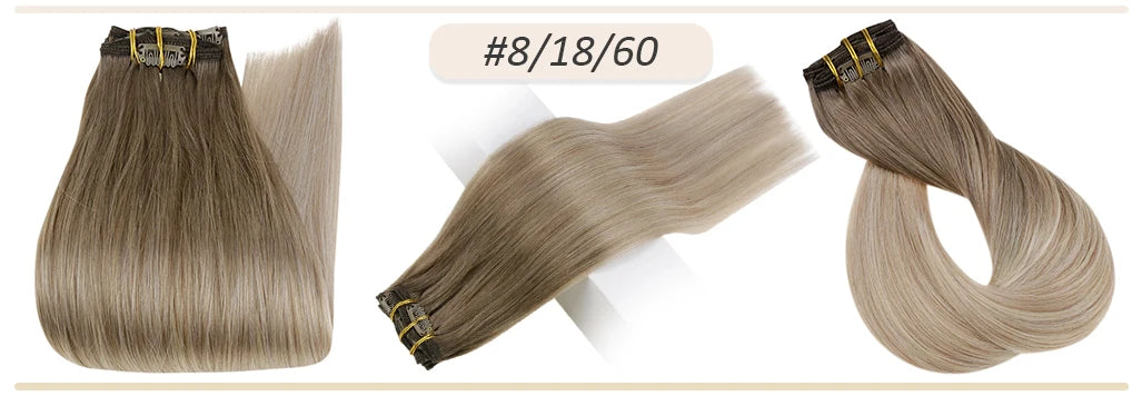 Full Shine Human Hair Extensions Clip in Hair Extensions Human Hair 7PCS 105G Double Weft Hair Extensions Human Hair For Woman
