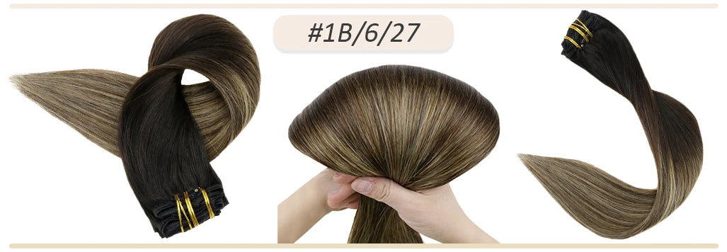 Full Shine Human Hair Extensions Clip in Hair Extensions Human Hair 7PCS 105G Double Weft Hair Extensions Human Hair For Woman