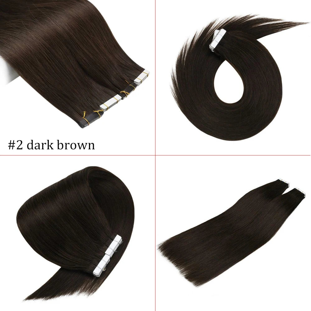 [Last 12 Months] Ugeat Tape in Hair Extensions Virgin Hair 100% Real Human Hair 10A Grade Hair Extensions Tape Ins Pure Color
