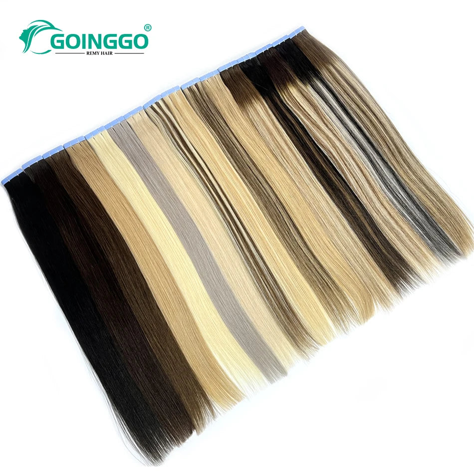 Auburn Tape In Hair Extensions Human Hair Copper Skin Weft Adhesive Tape In Extensions Real Natural Hair Seamless Tape Ins 10Pcs